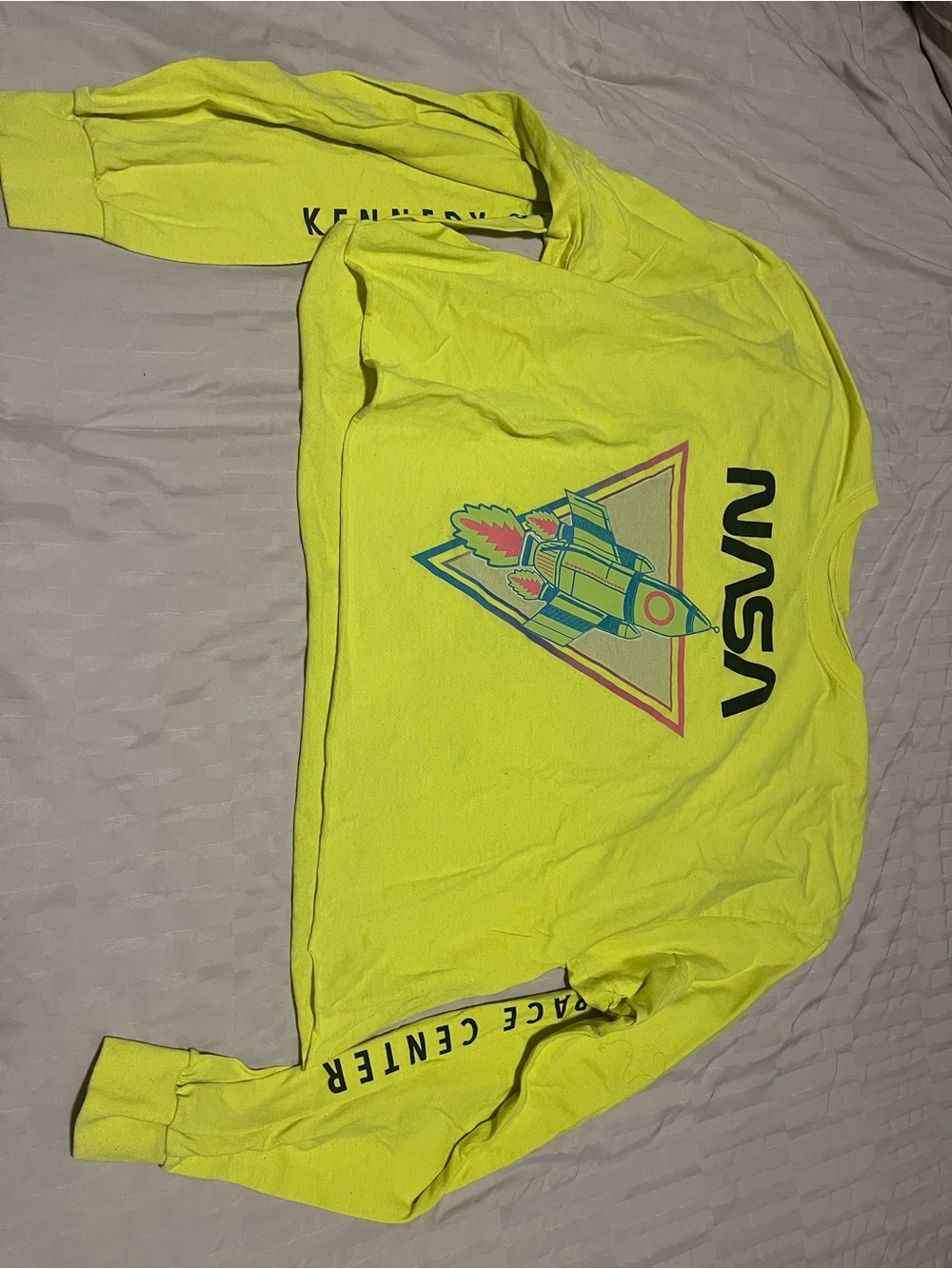 Womens Neon Yellow Graphic Long-Sleeve Shirt